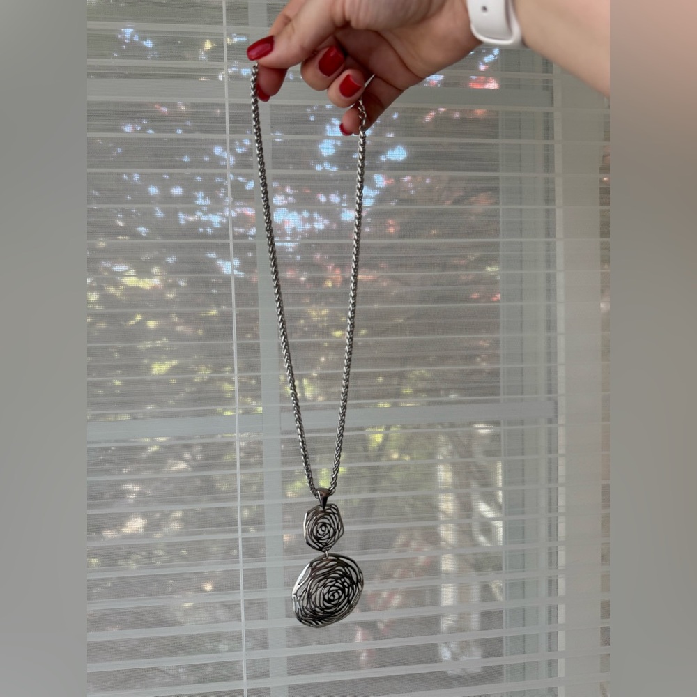 Silver Rose Pendant Necklace - Picture 7 of 13